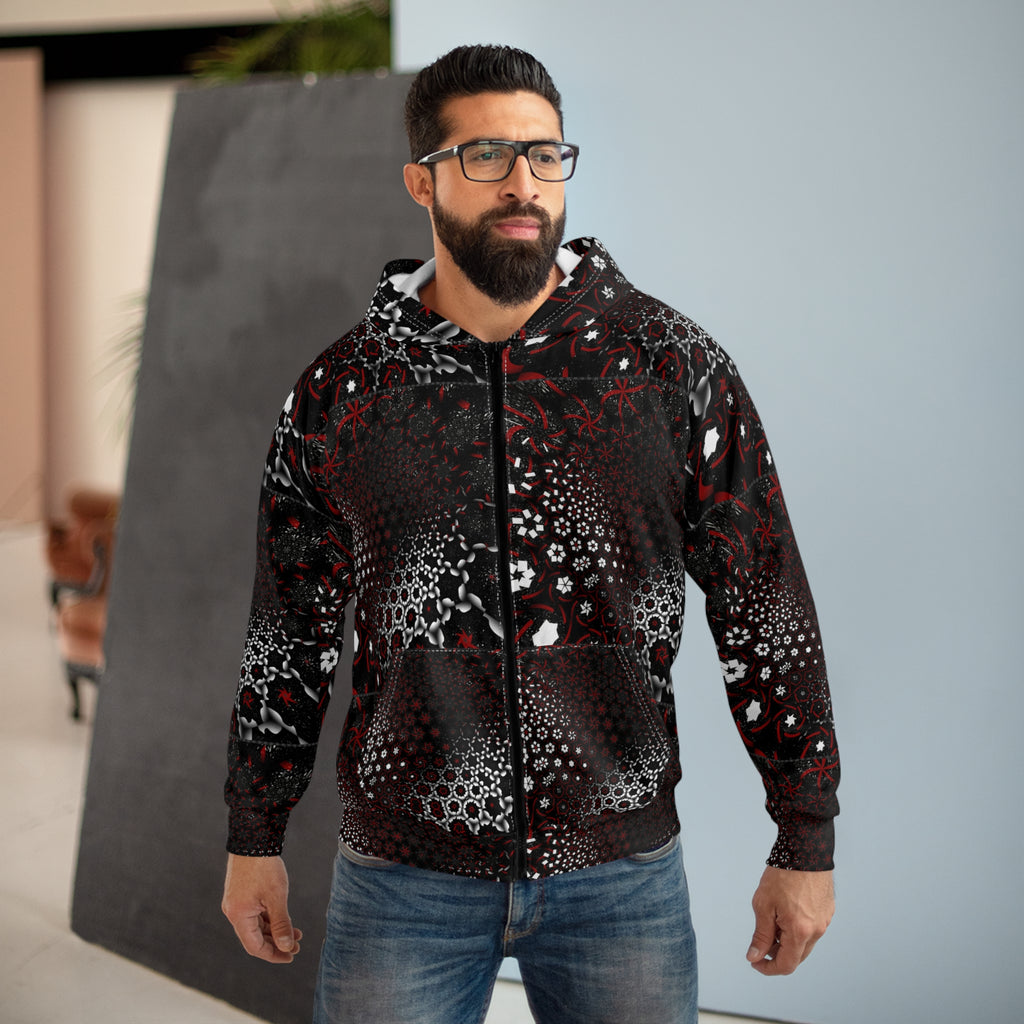 Gothic Floral Zip Hoodie