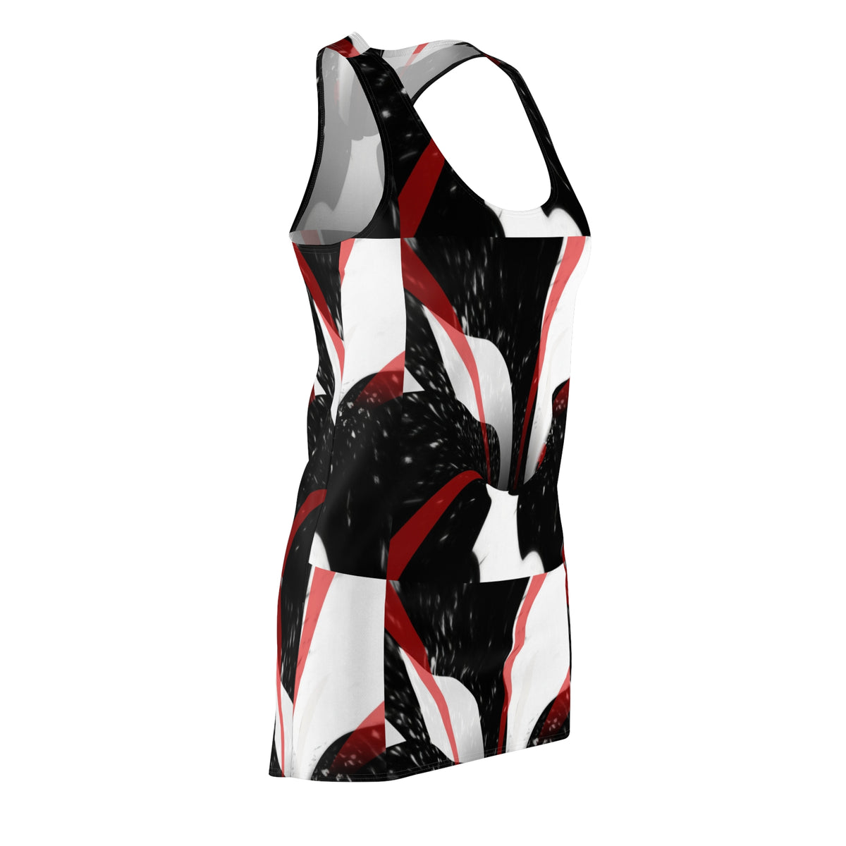 Abstract Black, Red & White Racerback Dress