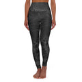 High-Waist Black Mandala Yoga Leggings — All-Over Print