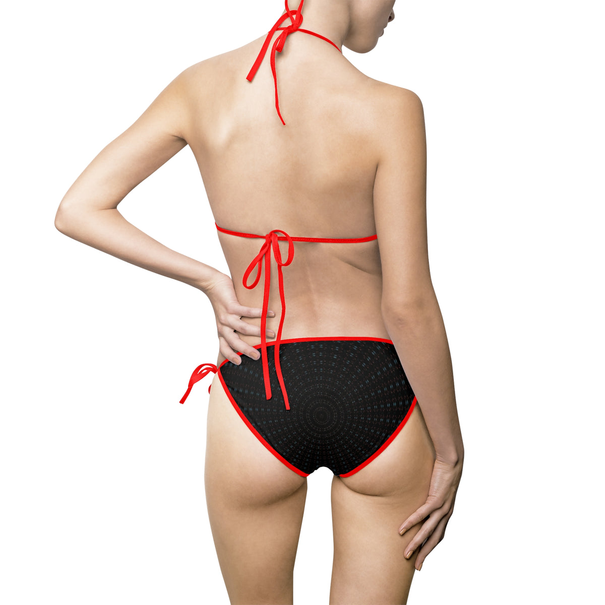 Black Textured Triangle Bikini - Women's Tie-Side Swimwear