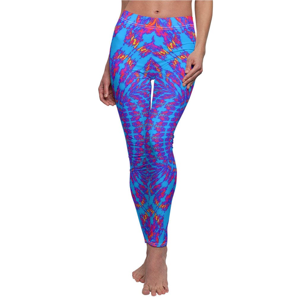 Tie-Dye Blue & Purple Women's Leggings — Vibrant All-Over Print Casual Leggings