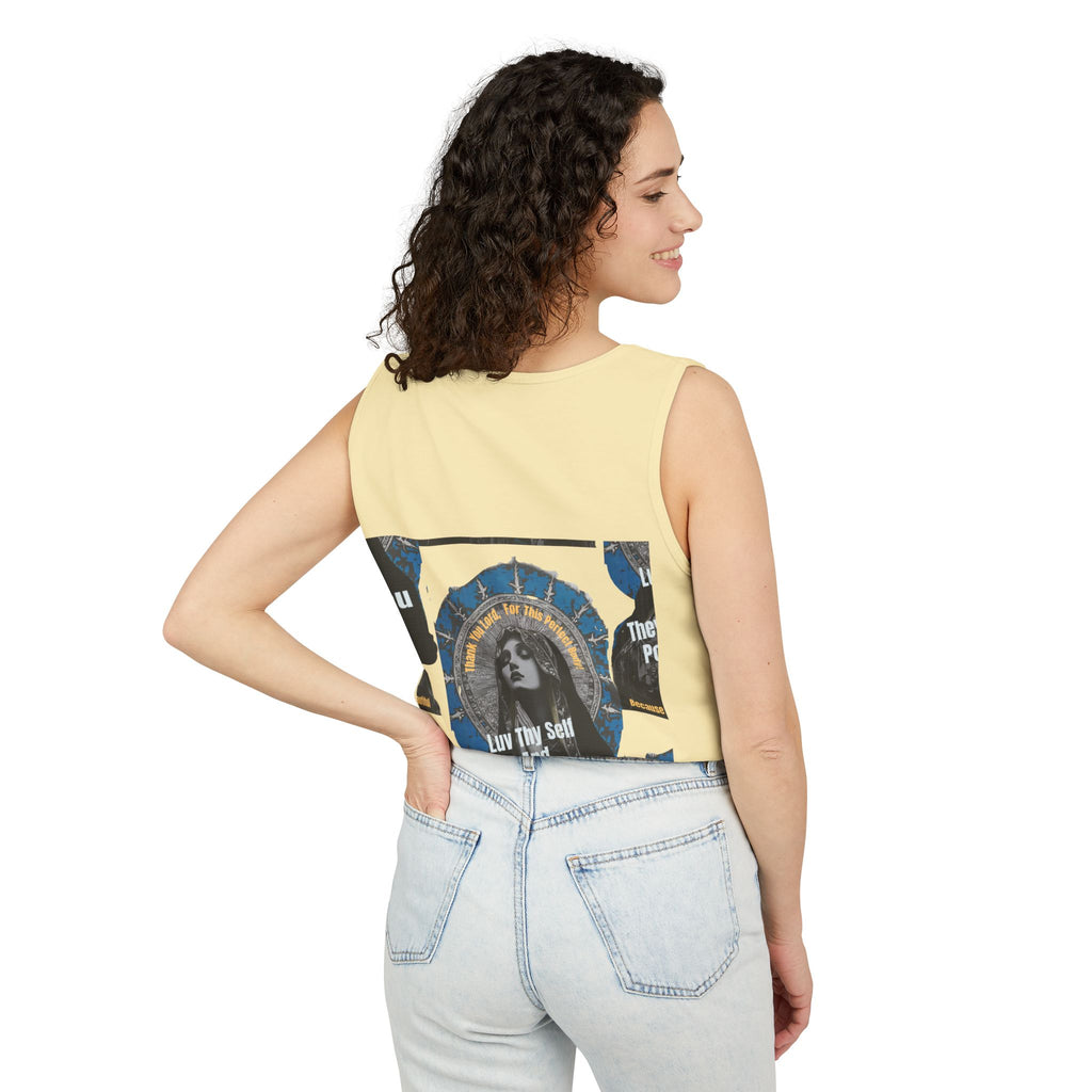 Spiritual Vintage Portrait Tank Top — "Love Thy Self" Inspirational Graphic