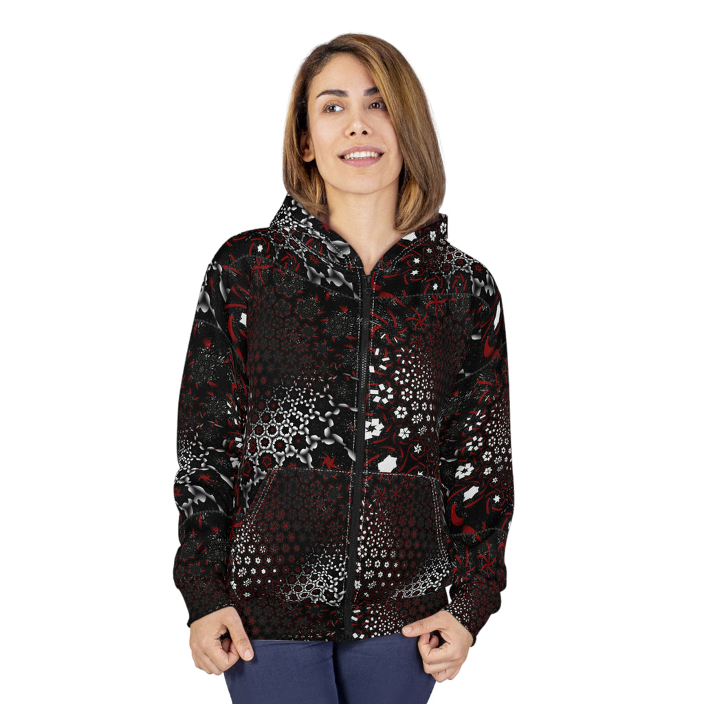 Gothic Floral Zip Hoodie
