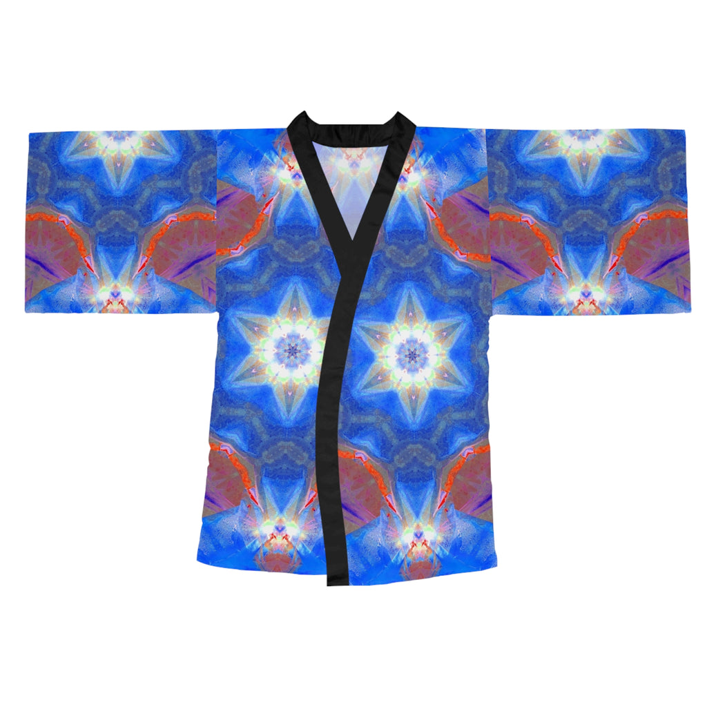 Blue Kaleidoscope Kimono Robe — Long Sleeve AOP