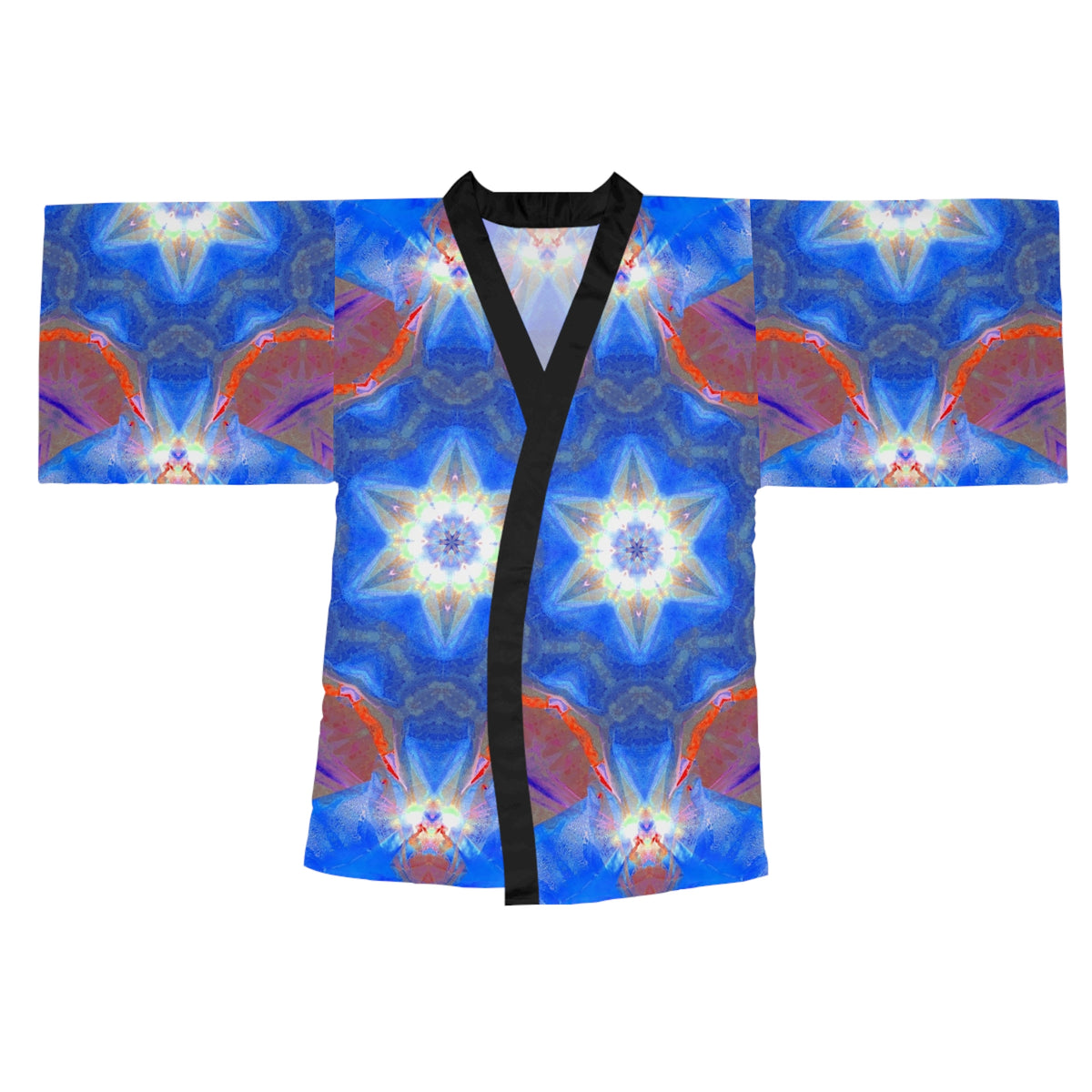 Blue Kaleidoscope Kimono Robe — Long Sleeve AOP