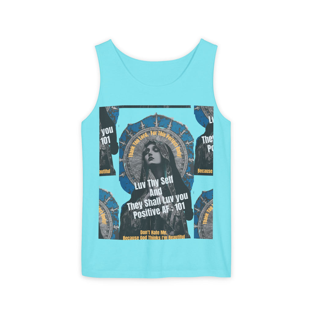 Spiritual Vintage Portrait Tank Top — "Love Thy Self" Inspirational Graphic
