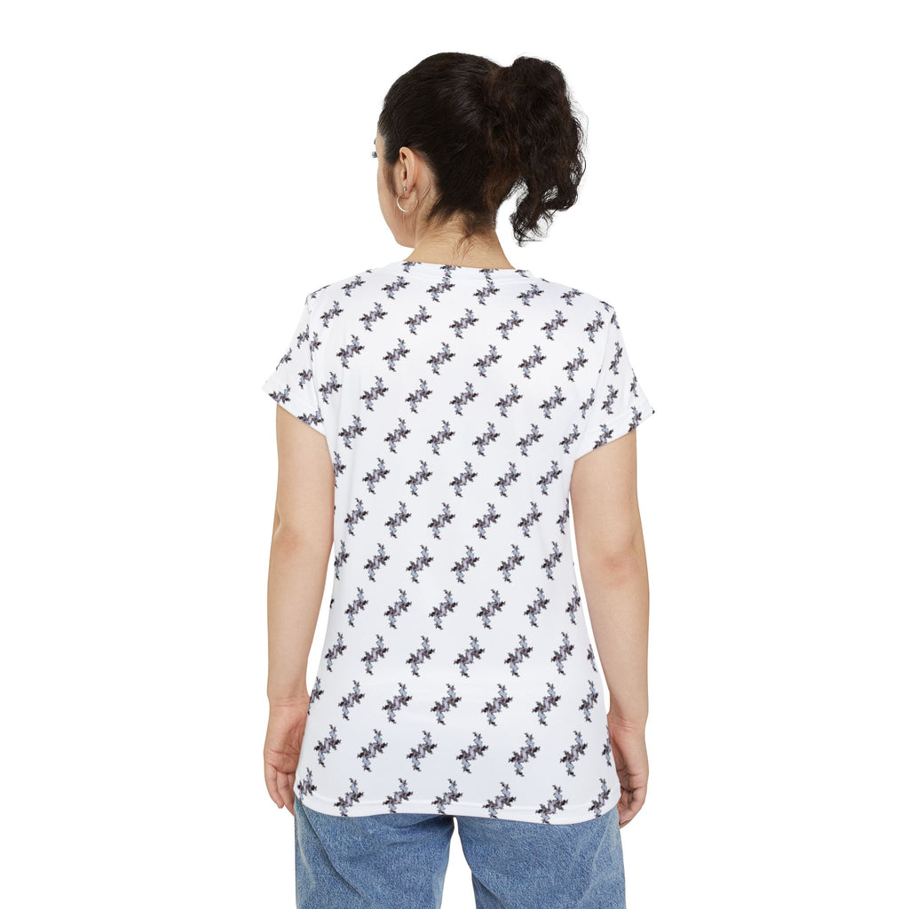 Women's Short Sleeve Shirt with Delicate Floral Pattern