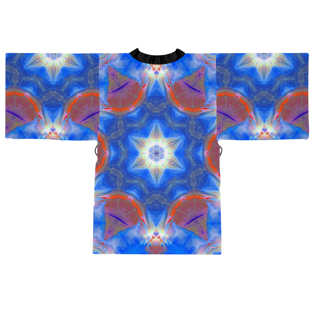 Blue Kaleidoscope Kimono Robe — Long Sleeve AOP