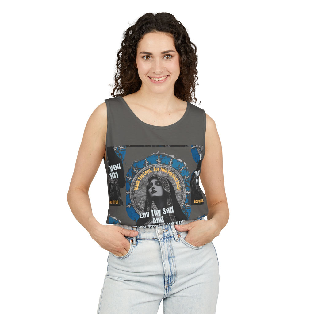 Spiritual Vintage Portrait Tank Top — "Love Thy Self" Inspirational Graphic