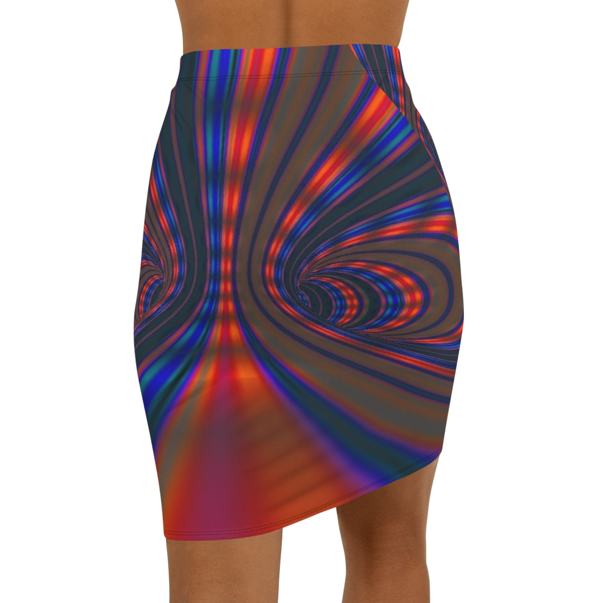 Psychedelic Swirl Pencil Skirt — Vibrant Abstract Midi