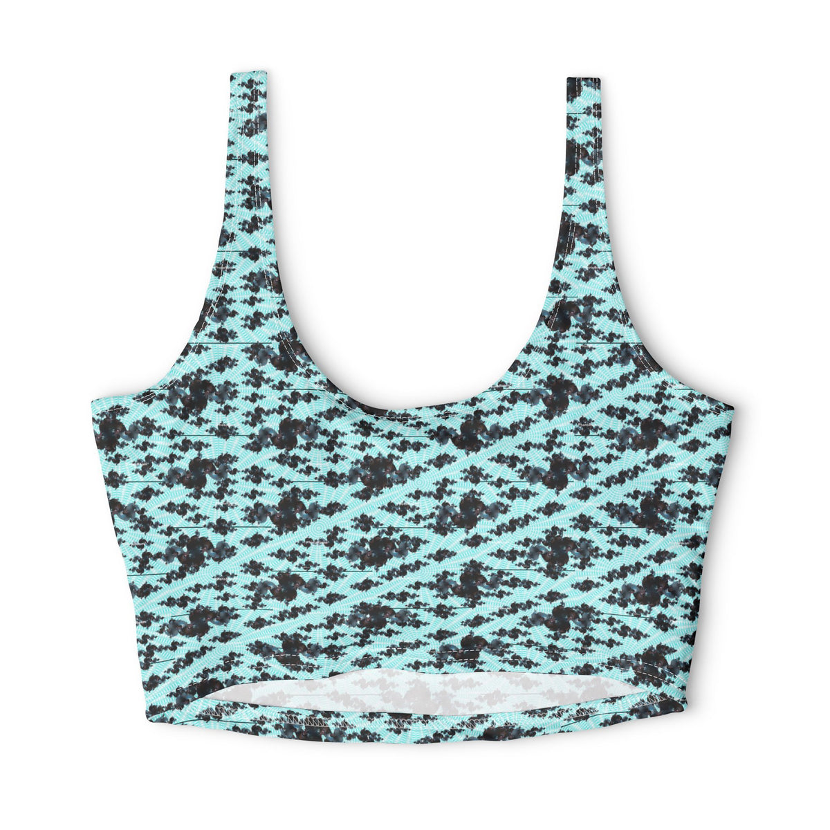 Aqua Swirl Floral — Matching Sports Bra (Small Print)