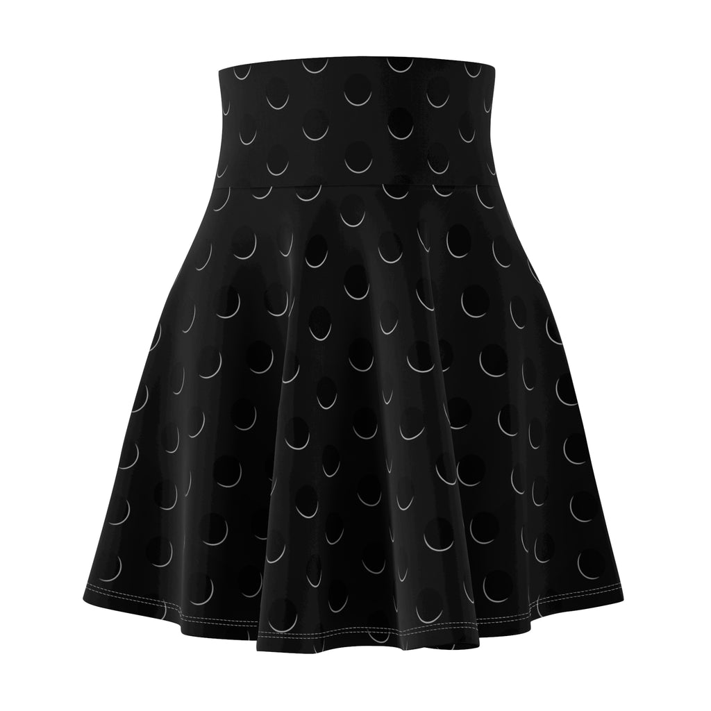 Black Crescent Moon Pattern Skater Skirt