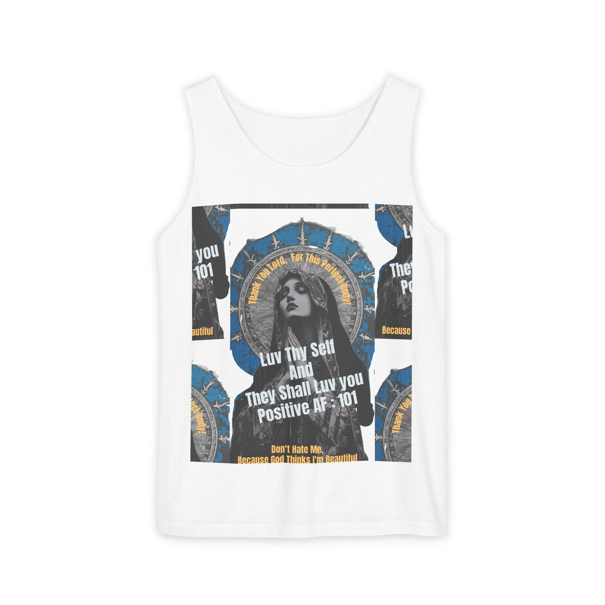 Spiritual Vintage Portrait Tank Top — "Love Thy Self" Inspirational Graphic