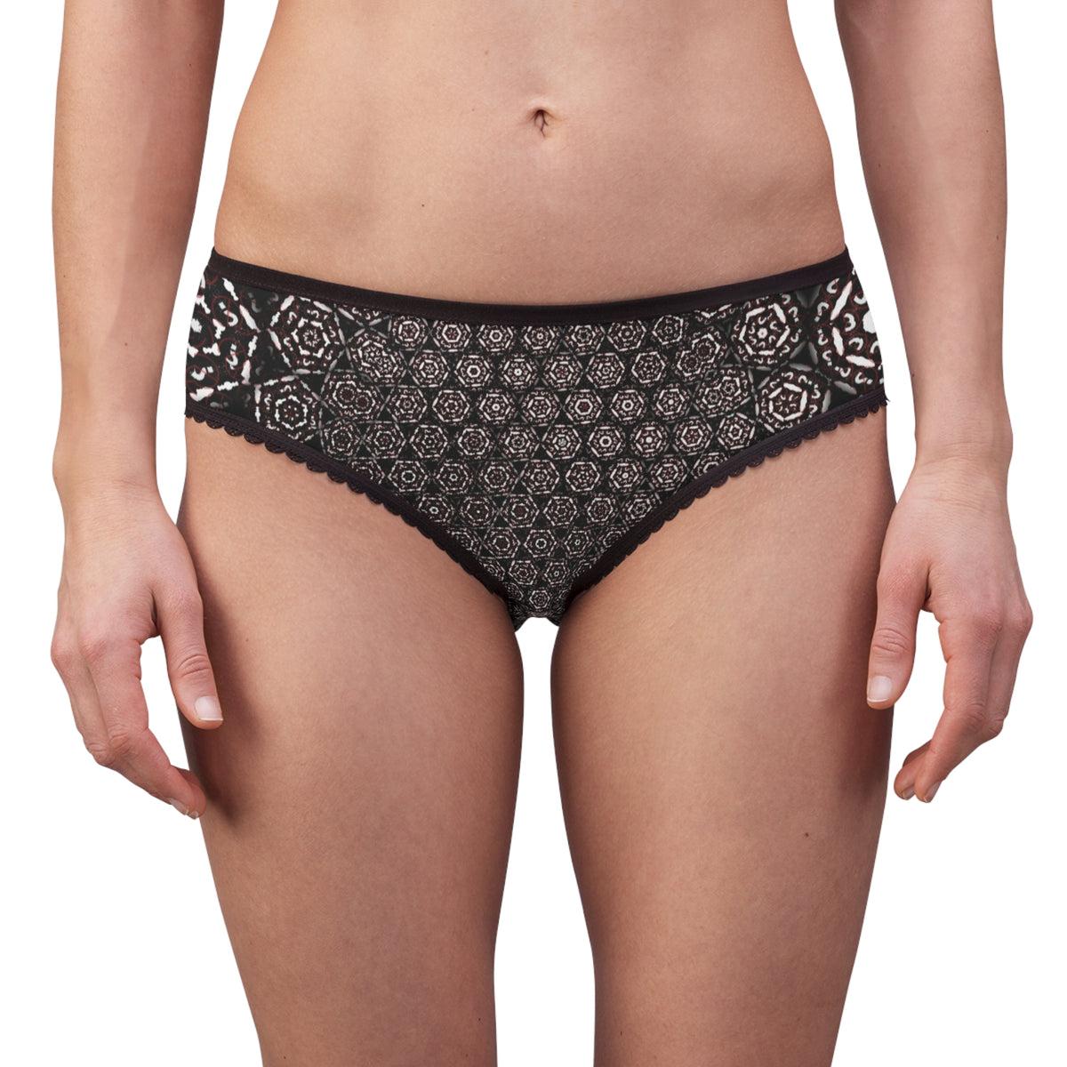 Women's Briefs – Black & Gray Boho Geometric Pattern