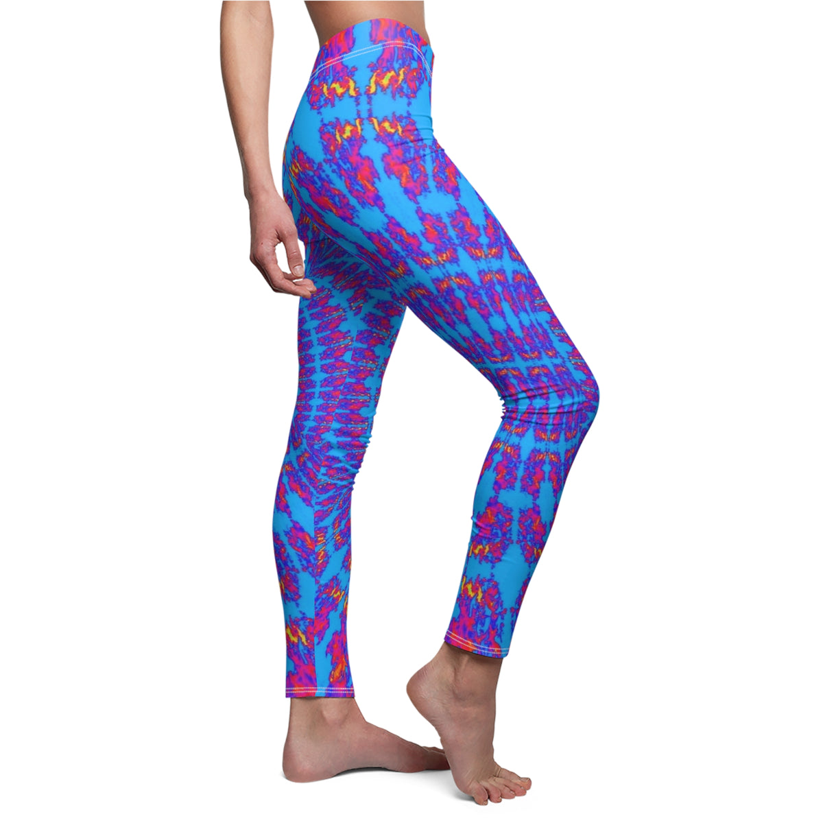 Tie-Dye Blue & Purple Women's Leggings — Vibrant All-Over Print Casual Leggings