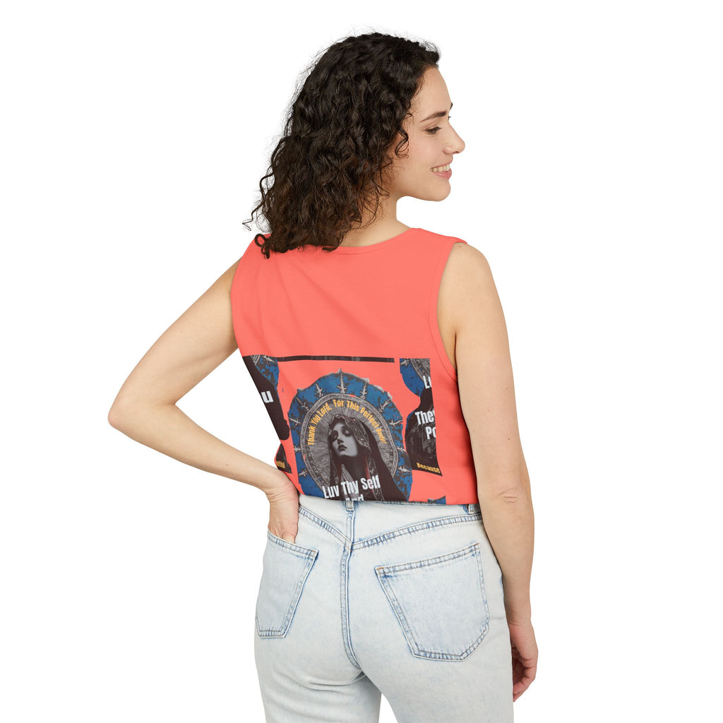 Spiritual Vintage Portrait Tank Top — "Love Thy Self" Inspirational Graphic