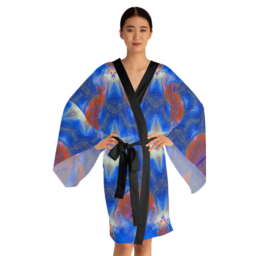 Blue Kaleidoscope Kimono Robe — Long Sleeve AOP