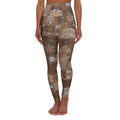 Abstract Geode Pattern High Waisted Yoga Leggings | Brown Crystal Print