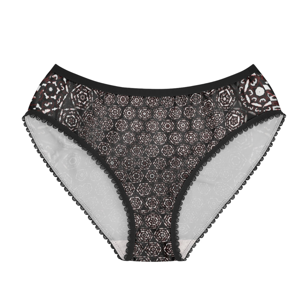 Women's Briefs – Black & Gray Boho Geometric Pattern