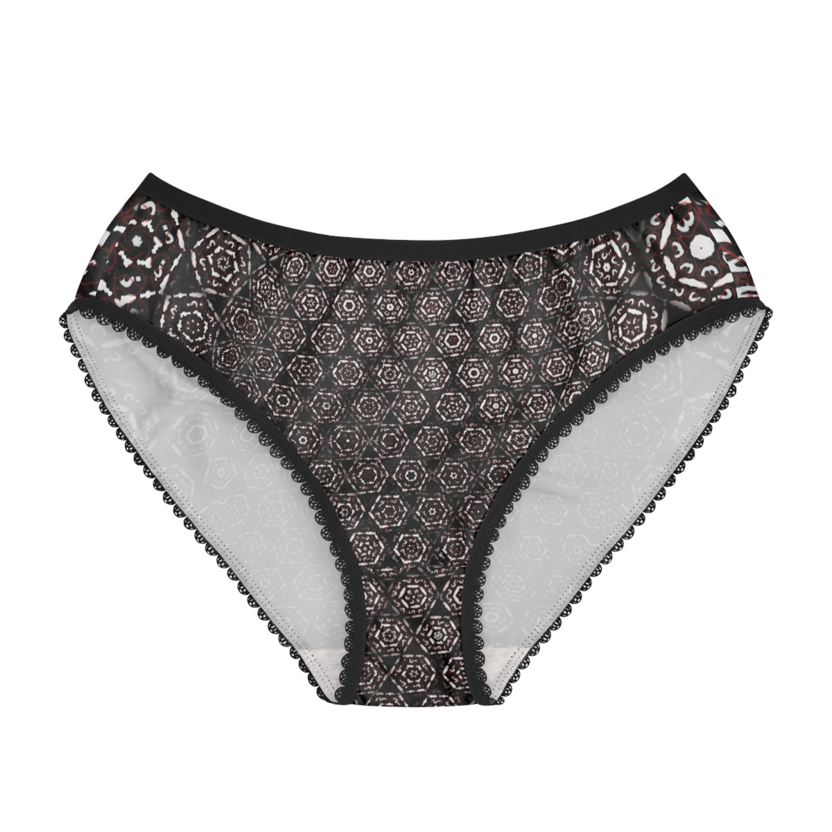 Women's Briefs – Black & Gray Boho Geometric Pattern