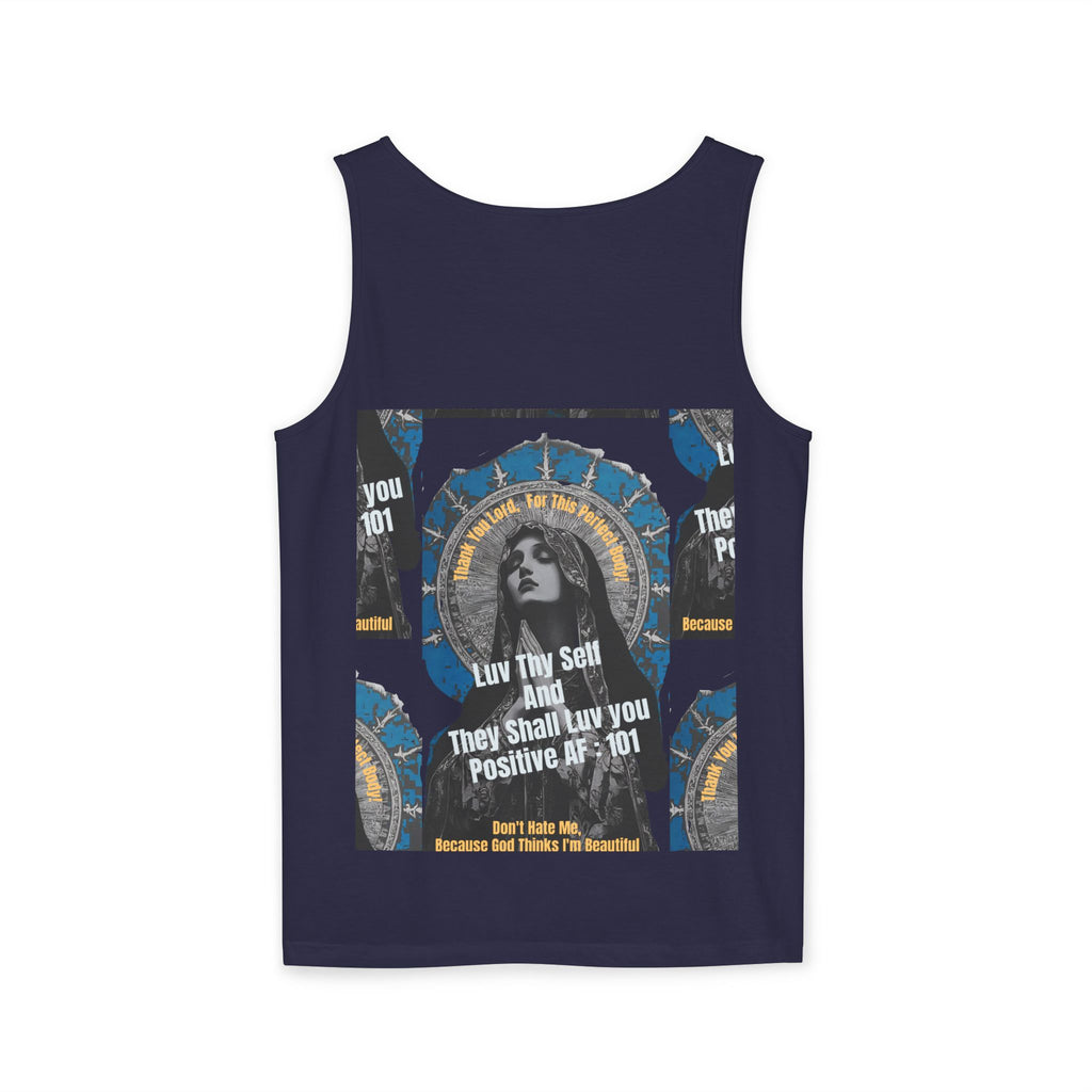 Spiritual Vintage Portrait Tank Top — "Love Thy Self" Inspirational Graphic