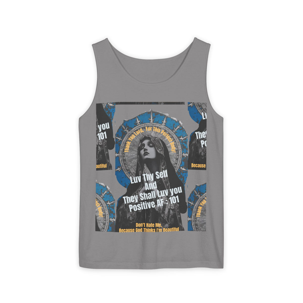 Spiritual Vintage Portrait Tank Top — "Love Thy Self" Inspirational Graphic