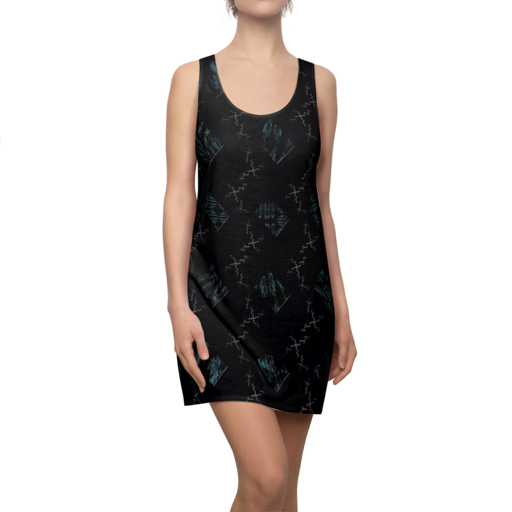 Racerback Dress — Dark Tie-Dye Heart Pattern
