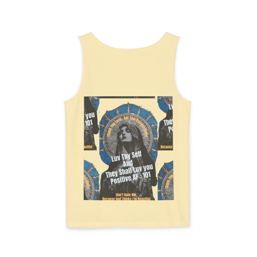 Spiritual Vintage Portrait Tank Top — "Love Thy Self" Inspirational Graphic