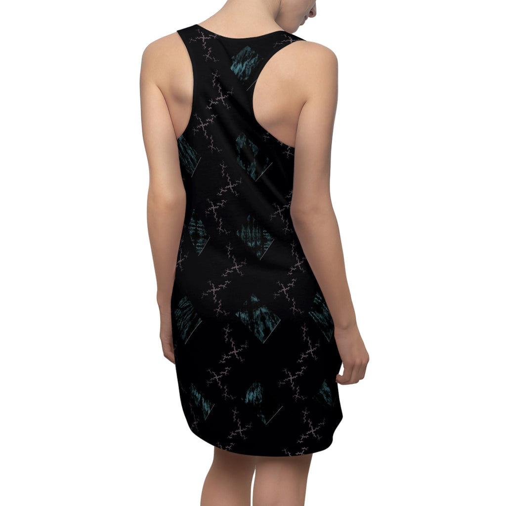 Racerback Dress — Dark Tie-Dye Heart Pattern