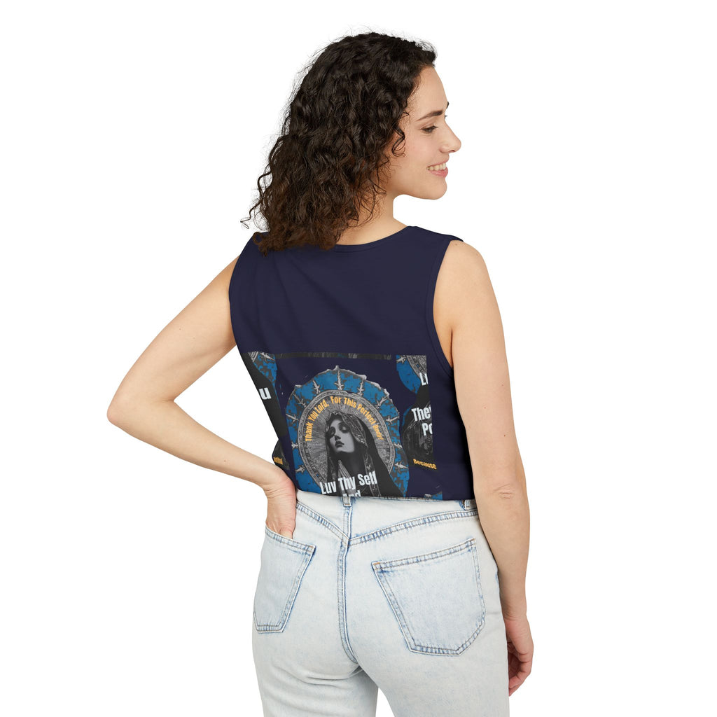 Spiritual Vintage Portrait Tank Top — "Love Thy Self" Inspirational Graphic