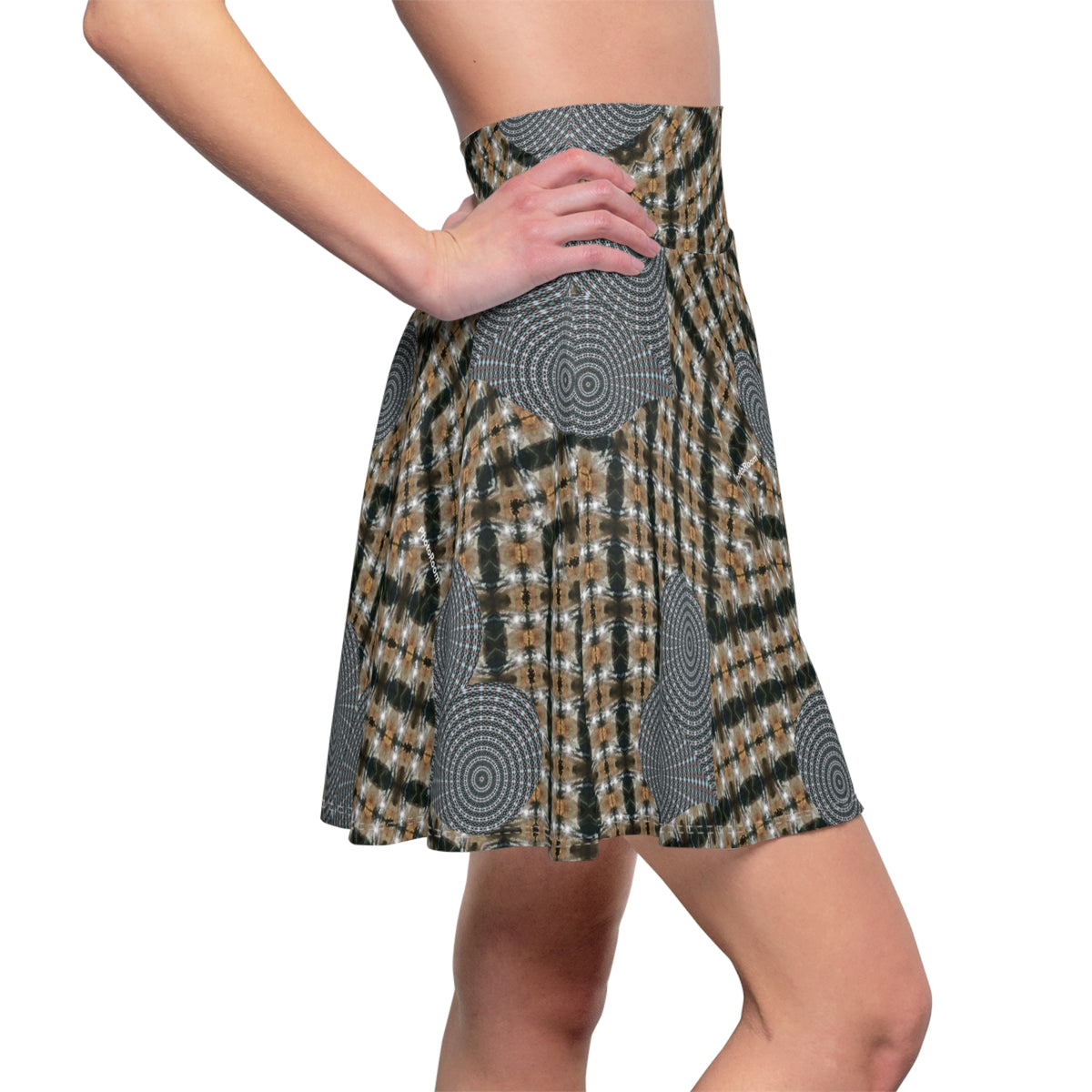 Heart Plaid Skater Skirt — Retro Tweed Hearts Pattern