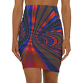 Psychedelic Swirl Pencil Skirt — Vibrant Abstract Midi