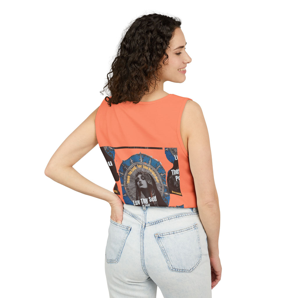 Spiritual Vintage Portrait Tank Top — "Love Thy Self" Inspirational Graphic