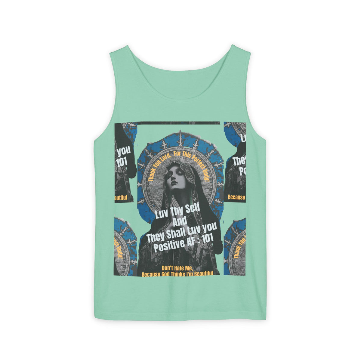 Spiritual Vintage Portrait Tank Top — "Love Thy Self" Inspirational Graphic