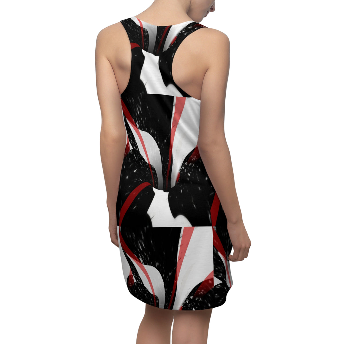 Abstract Black, Red & White Racerback Dress