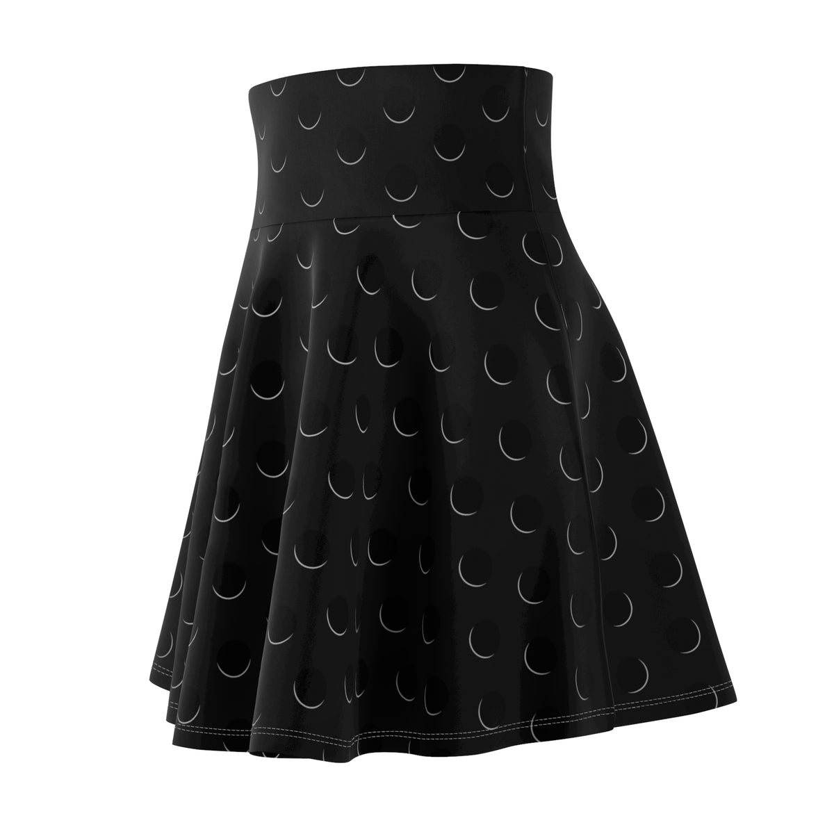 Black Crescent Moon Pattern Skater Skirt