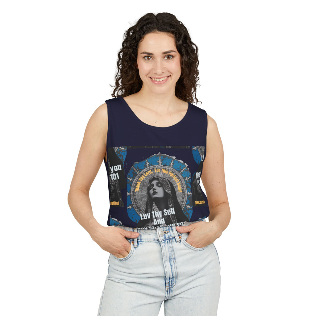 Spiritual Vintage Portrait Tank Top — "Love Thy Self" Inspirational Graphic