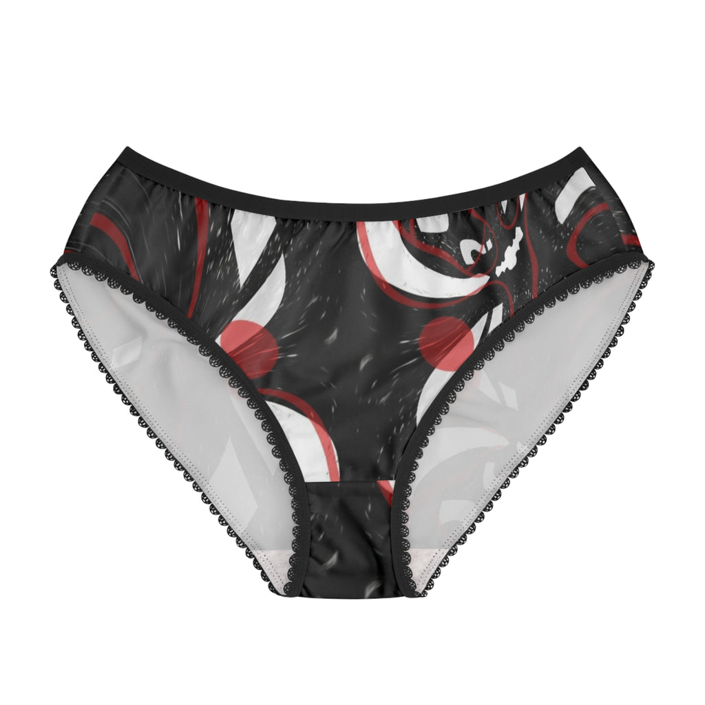 Women's Briefs – Black, Red & White Abstract Pattern