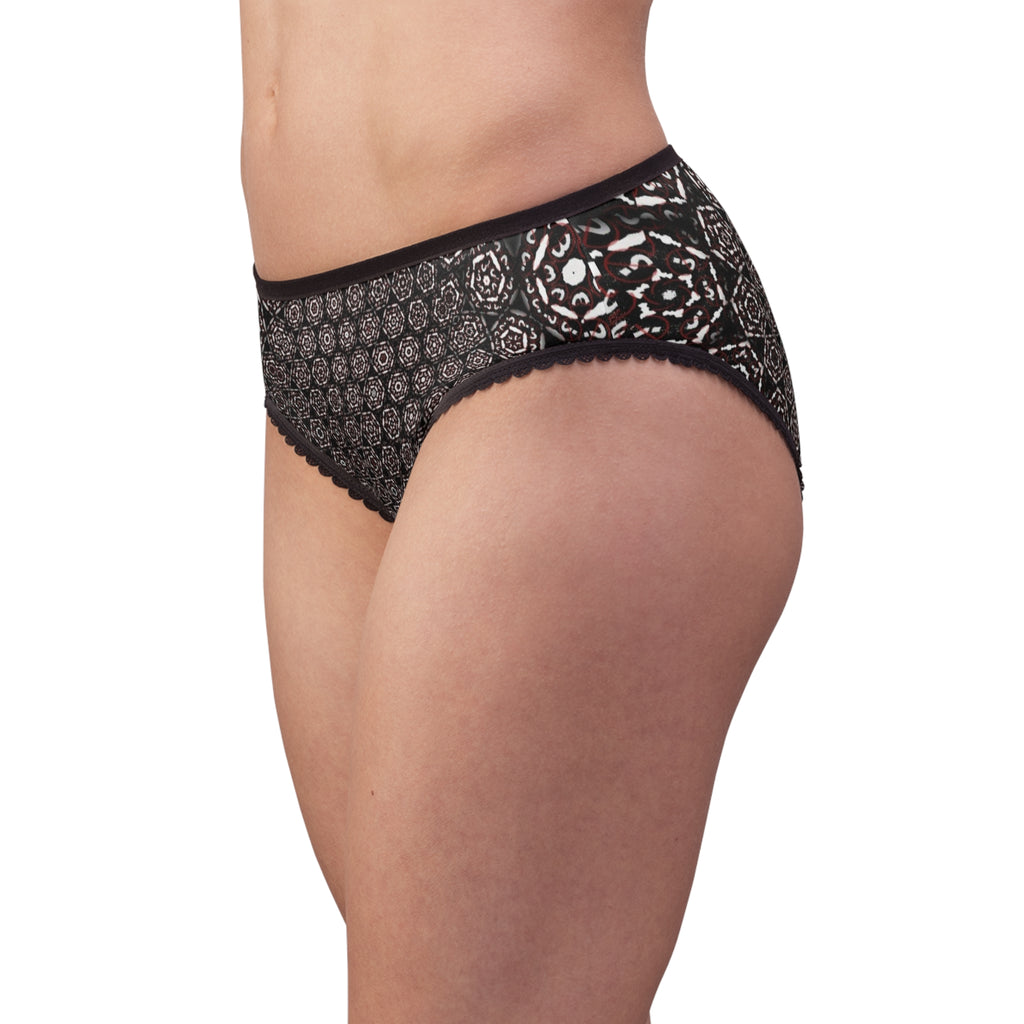 Women's Briefs – Black & Gray Boho Geometric Pattern