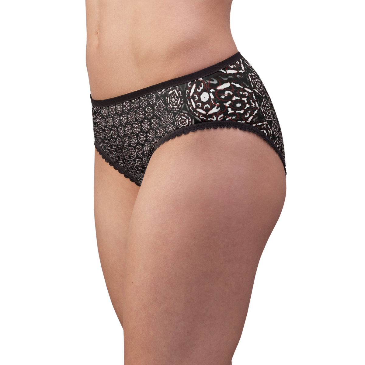 Women's Briefs – Black & Gray Boho Geometric Pattern