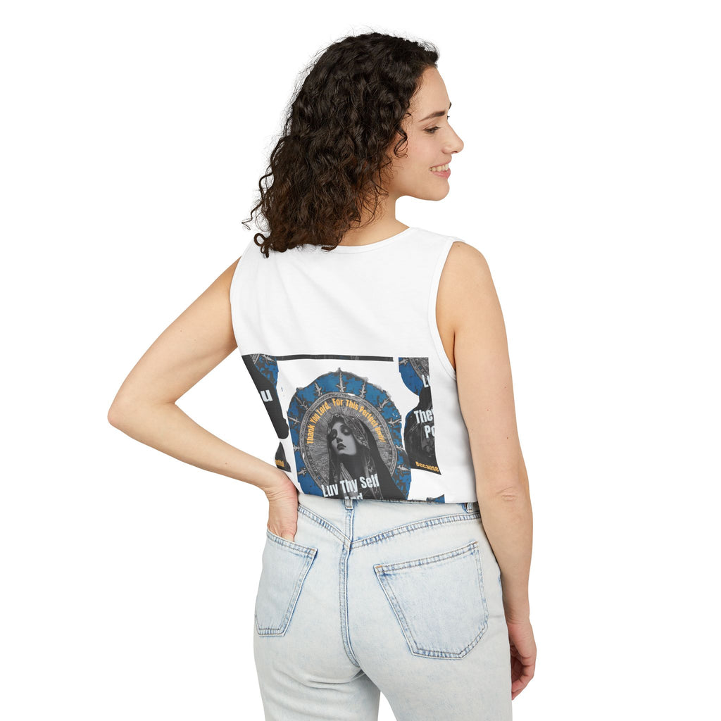 Spiritual Vintage Portrait Tank Top — "Love Thy Self" Inspirational Graphic