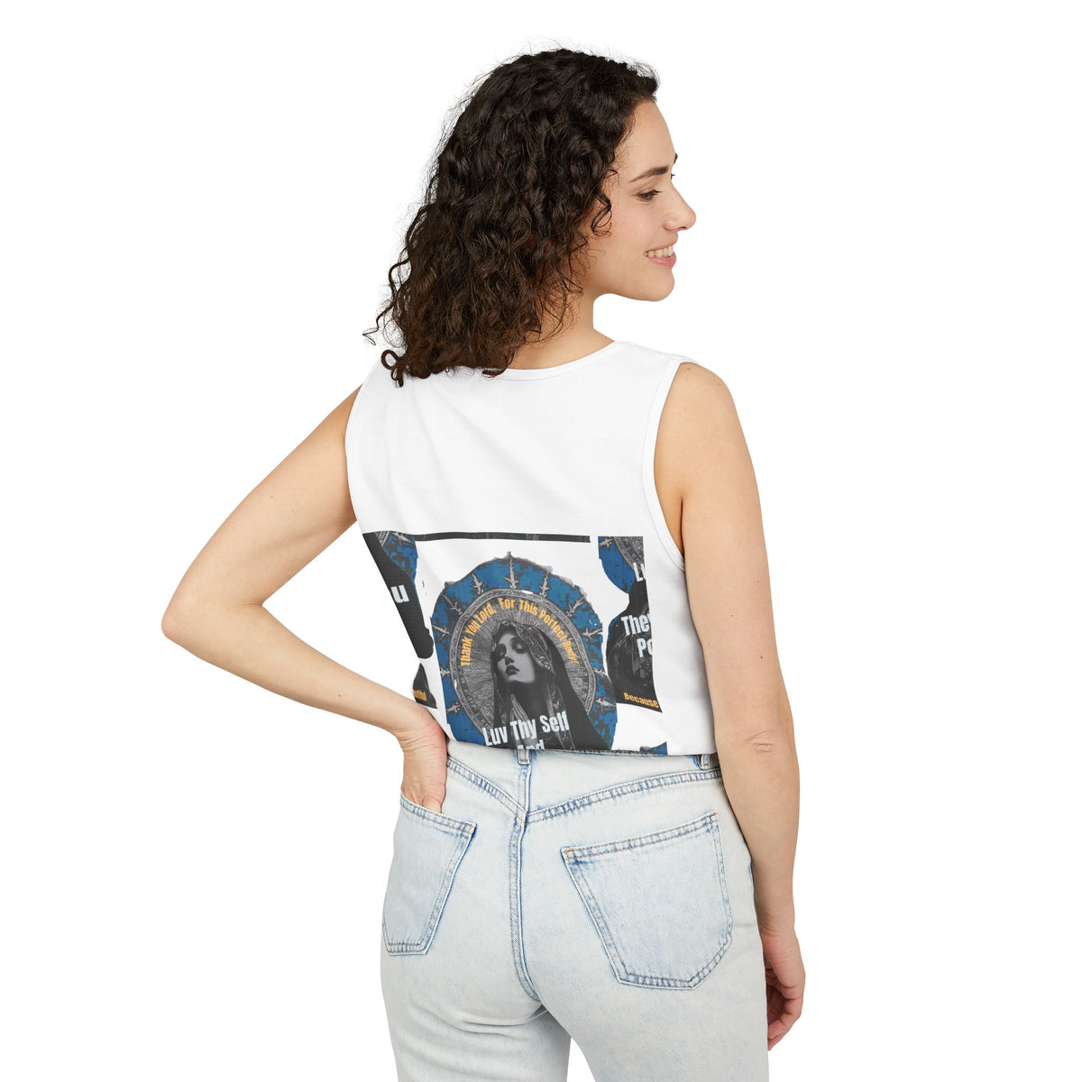 Spiritual Vintage Portrait Tank Top — "Love Thy Self" Inspirational Graphic