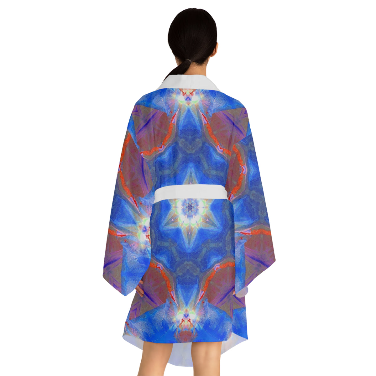 Blue Kaleidoscope Kimono Robe — Long Sleeve AOP