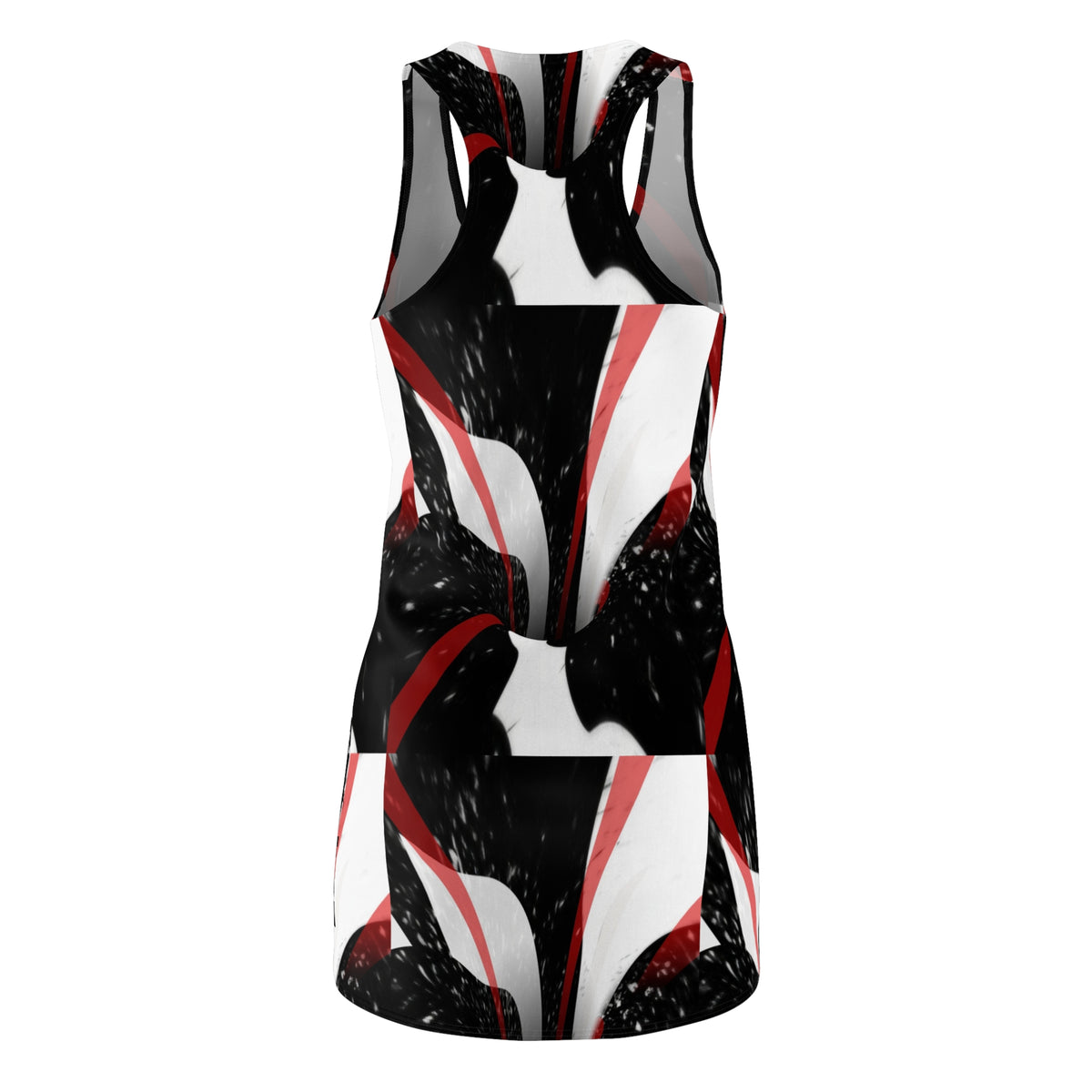 Abstract Black, Red & White Racerback Dress