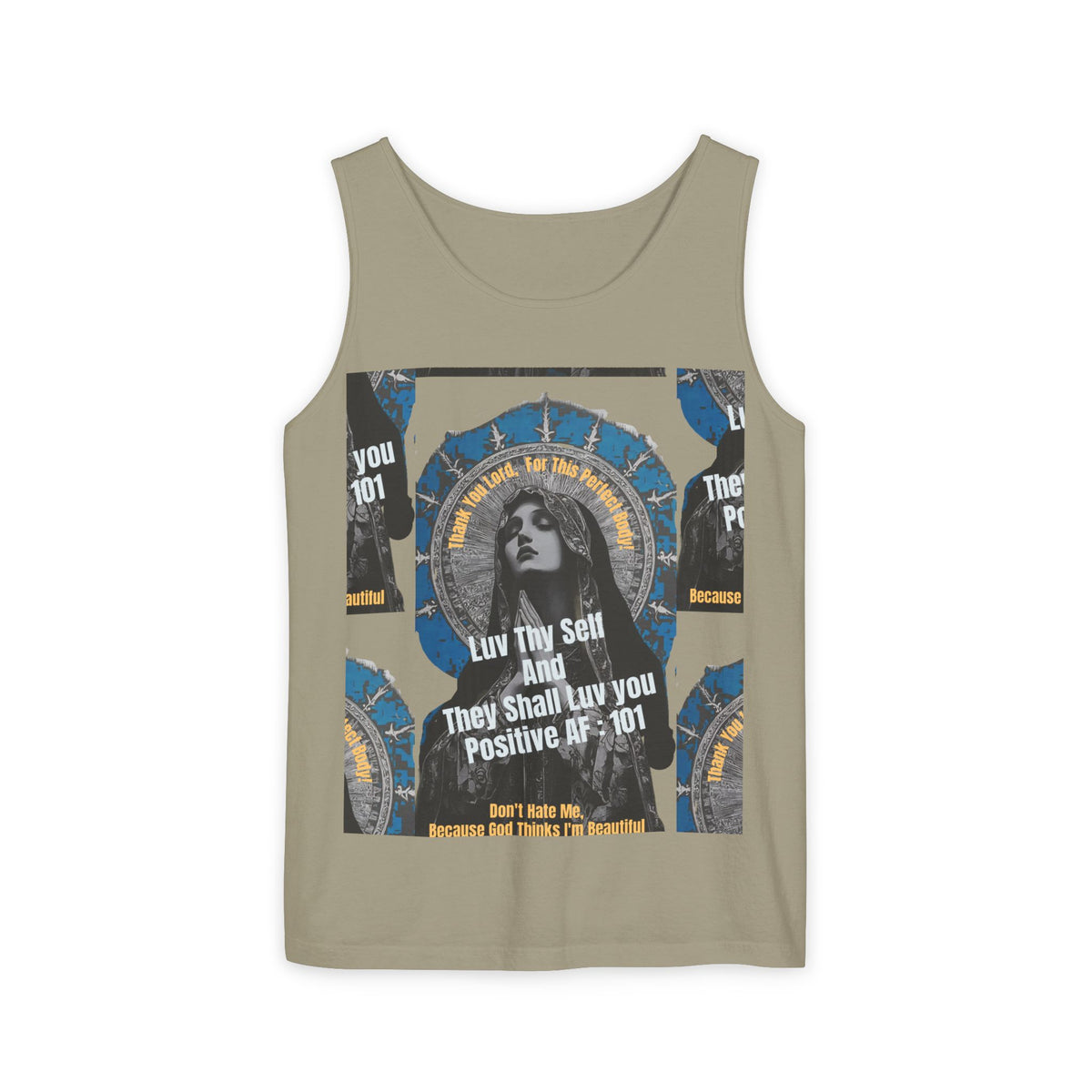 Spiritual Vintage Portrait Tank Top — "Love Thy Self" Inspirational Graphic