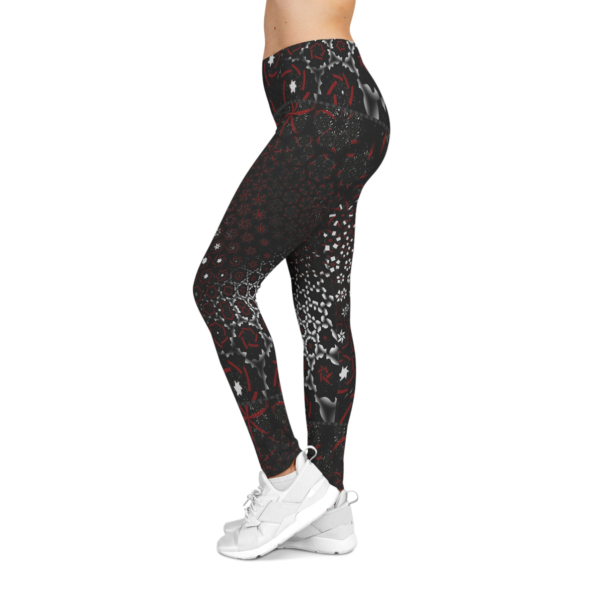 Gothic Black and Red Pattern Women's Leggings