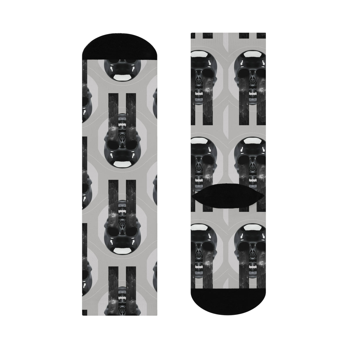 Cushioned Crew Socks with Darth Vader Helmet Pattern