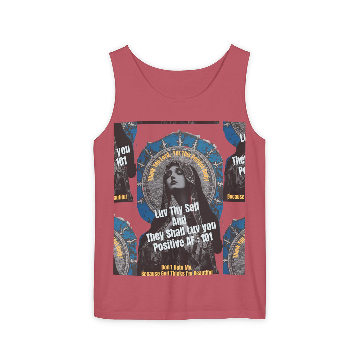 Spiritual Vintage Portrait Tank Top — "Love Thy Self" Inspirational Graphic