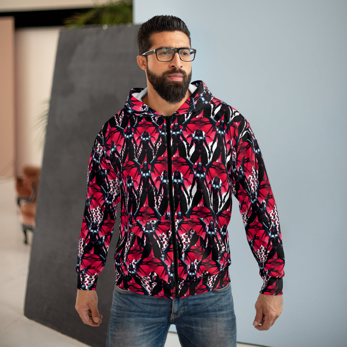 Gothic Bat Demon Zip Hoodie
