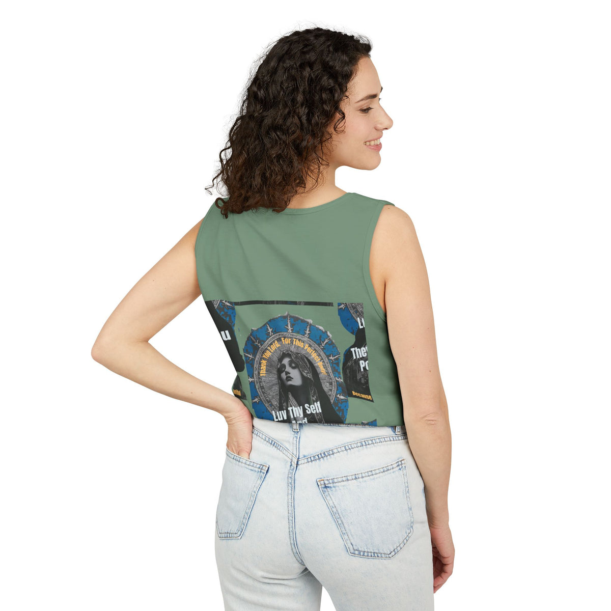 Spiritual Vintage Portrait Tank Top — "Love Thy Self" Inspirational Graphic
